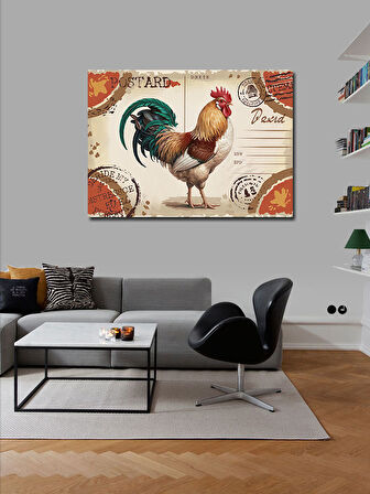 Kanvas Tablo Horoz Posta Kartı