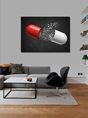 Kanvas Tablo Kırmızı Ve Beyaz Hap