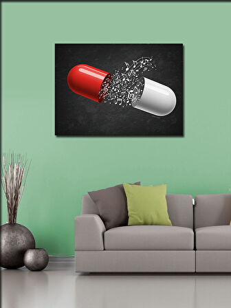 Kanvas Tablo Kırmızı Ve Beyaz Hap