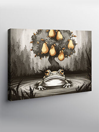 Kanvas Tablo Altın Ağaç Ve Kurbağa