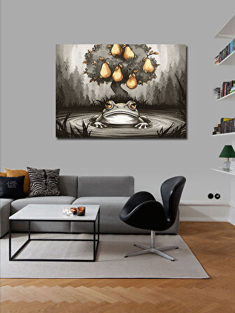 Kanvas Tablo Altın Ağaç Ve Kurbağa