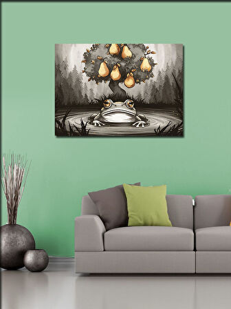 Kanvas Tablo Altın Ağaç Ve Kurbağa