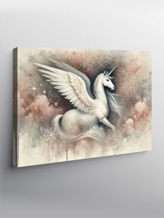 Kanvas Tablo Kanatlı Beyaz At