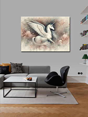 Kanvas Tablo Kanatlı Beyaz At