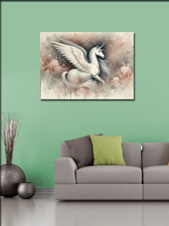 Kanvas Tablo Kanatlı Beyaz At