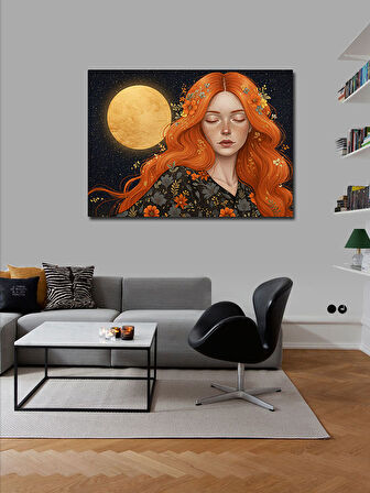 Kanvas Tablo Ayışığında Kızıl Saçlı Kadın