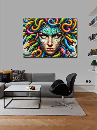 Kanvas Tablo Renkli Medusa Portresi