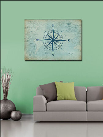 Kanvas Tablo Pusula Ve Harita