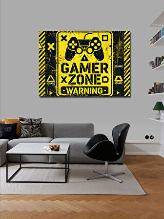 Kanvas Tablo Gamer Uyarı Posteri