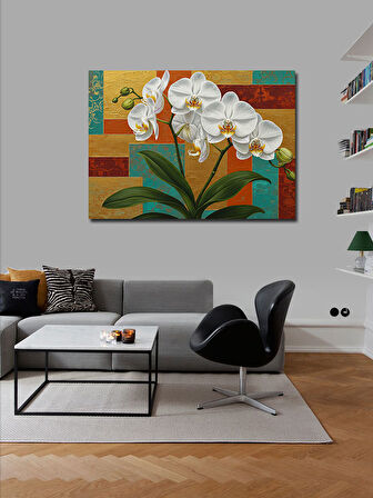 Kanvas Tablo Beyaz Orkide Çiçekleri