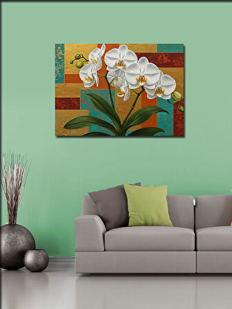 Kanvas Tablo Beyaz Orkide Çiçekleri