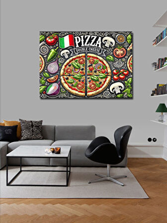 Kanvas Tablo Lezzetli Pizza Festivali