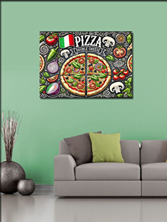 Kanvas Tablo Lezzetli Pizza Festivali