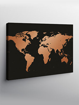 Kanvas Tablo Dünya Haritası Deseni