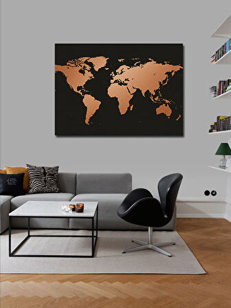 Kanvas Tablo Dünya Haritası Deseni
