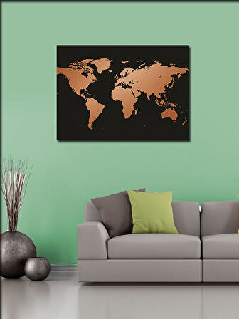 Kanvas Tablo Dünya Haritası Deseni
