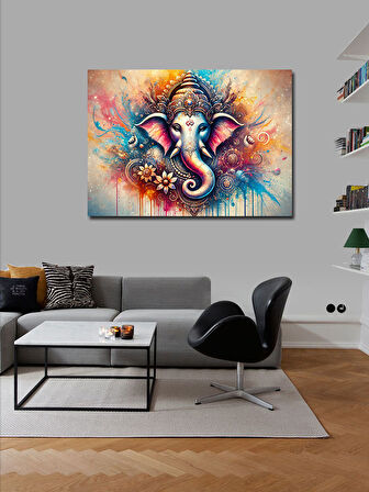 Kanvas Tablo Renkli Fil İkonu