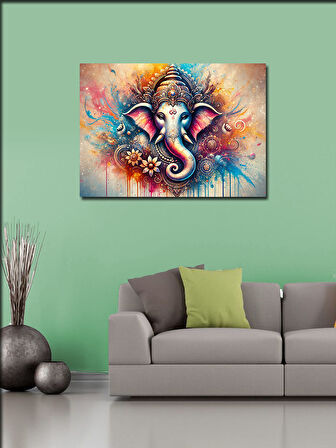 Kanvas Tablo Renkli Fil İkonu