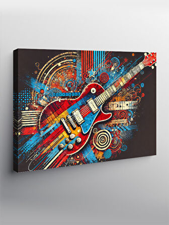 Kanvas Tablo Ritimdeki Kırmızı Gitar