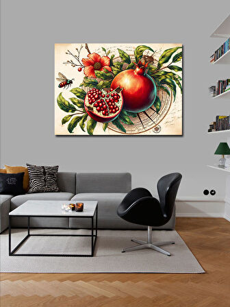 Kanvas Tablo Nar Ve Çiçekli Doğal Hazine