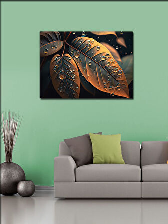 Kanvas Tablo Islak Yaprakların Yansıması