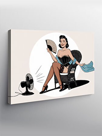 Kanvas Tablo Retro Pin-Up Kadın Ve Hayranı