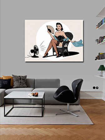 Kanvas Tablo Retro Pin-Up Kadın Ve Hayranı