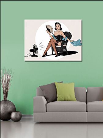 Kanvas Tablo Retro Pin-Up Kadın Ve Hayranı