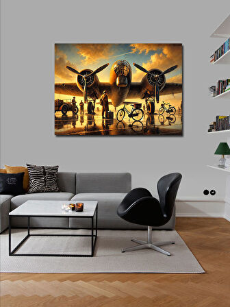 Kanvas Tablo Steampunk Uçak Macerası