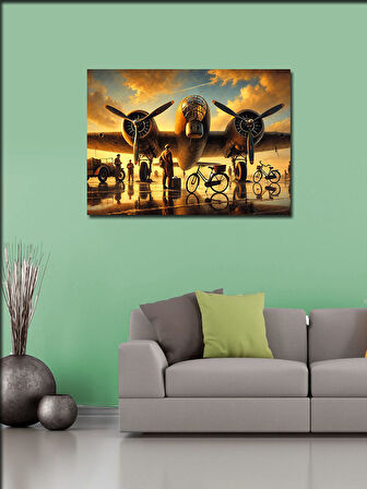Kanvas Tablo Steampunk Uçak Macerası