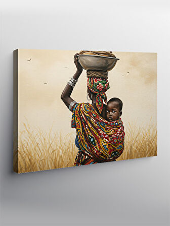 Kanvas Tablo Afrika Anneliği: Sevgi Ve Bağlılık