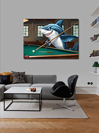 Kanvas Tablo Köpekbalığı Bilardo Ustası