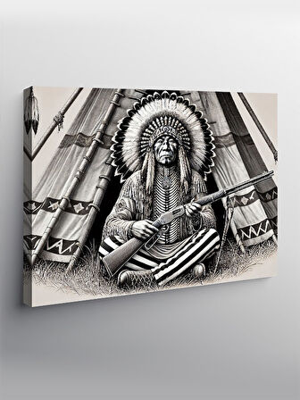 Kanvas Tablo Kızılderili Savaşçı: Gururun Figürü