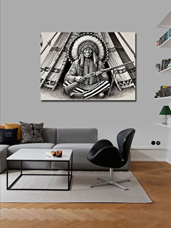 Kanvas Tablo Kızılderili Savaşçı: Gururun Figürü