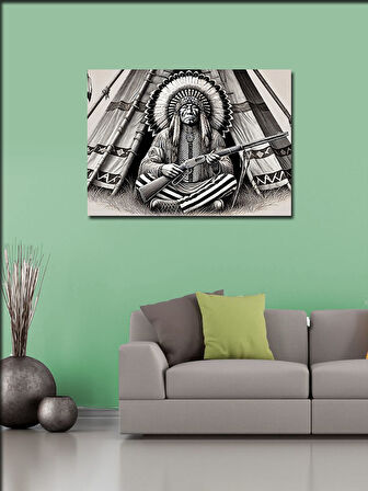 Kanvas Tablo Kızılderili Savaşçı: Gururun Figürü