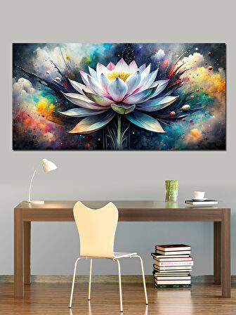 Kanvas Tablo Mavi Ve Mor Lotus