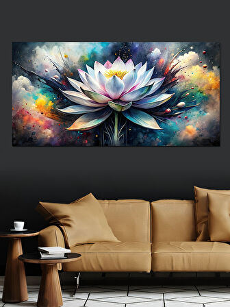Kanvas Tablo Mavi Ve Mor Lotus