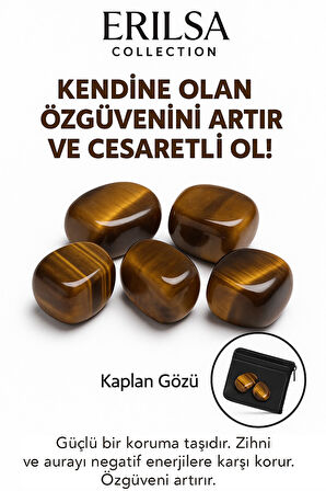 Sertifikalı Cüzdan Boy Kaplan Gözü Taşı Kütle - Cesaret ve Kararlılık Kazandırır