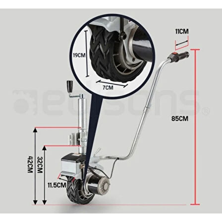 Jockey Wheel Mover 12V 2270 kg Yatek Karavan Tekne