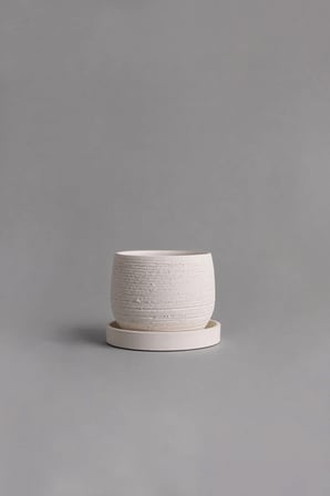Dekoratif Beton Saksı V-127-AÇİK KREM