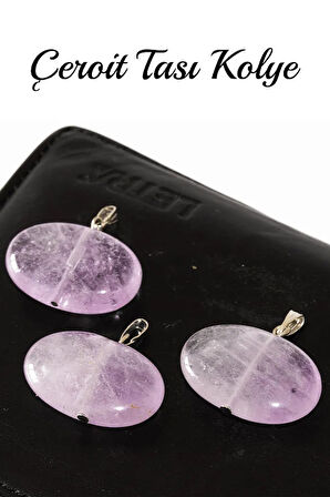Sertifikalı Oval Model Ametist Taşı Kolye