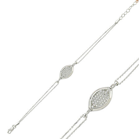 925 Ayar Gümüş Beyaz Taşlı Bileklik