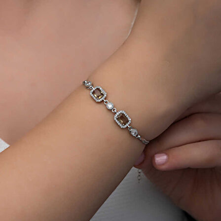 ​925 Ayar Gümüş Kare Zultanit Taşlı Kadın Bileklik