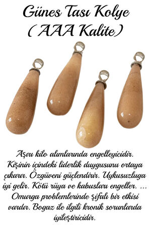 Sertifikalı Damla Model Güneş Taşı Kolye