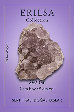 Sertifikalı Açık Tonlu Ametist Taşı Kütlesi 297 Gr – Ham Doğal Kristal Dekoratif Taş Parçası