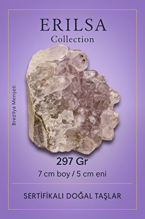 Sertifikalı Açık Tonlu Ametist Taşı Kütlesi 297 Gr – Ham Doğal Kristal Dekoratif Taş Parçası
