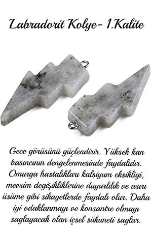 Sertifikalı Şimşek Model Yansımalı Labradorit Taşı Kolye - Aaa+ Kalite
