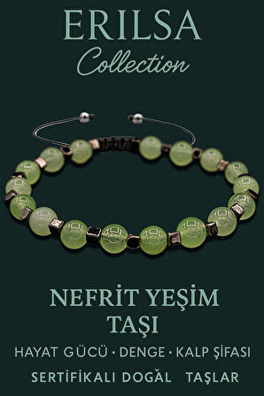 Sertifikalı Terahertz & Nefrit Yeşim Taşı Bileklik – Huzur, Denge ve Koruma