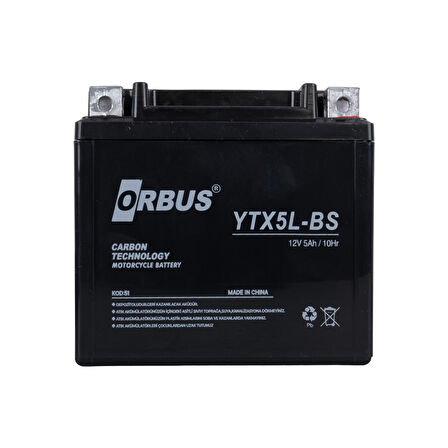 Orbus Motosiklet Aküsü 12 Volt 5 Amper Yeni Tarihli Taze Akü 114x70x106mm 1.8 Kg