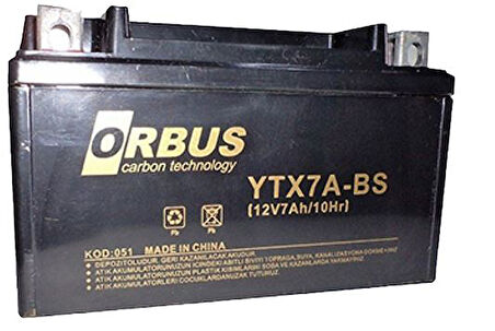 Orbus Motosiklet Aküsü 12 Volt 7 Amper Yeni Tarihli Taze Akü 152x88x98mm 2.5 Kg